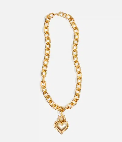 Lovard Women's Smooth Hearts Aflame Chunky Necklace In Gold