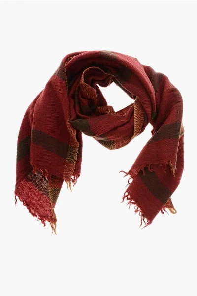 Lovat & Green Wool Two-tone Scarf In Red