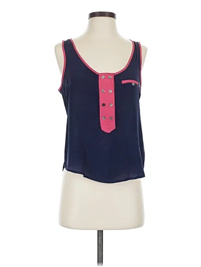 Pre-owned Love 21 Sleeveless Silk Top Blue Scoop Neck Tops