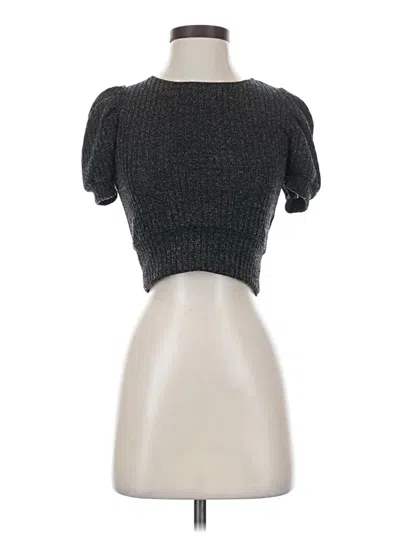 Pre-owned Love Ady Short Sleeve Top Gray Sweetheart Neckline Tops