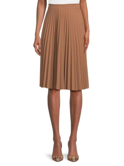 Love Ady Women's Accordion Pleated Knee Length Skirt In Brown