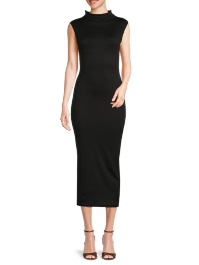 Love Ady Women's Mockneck Sheath Midi Dress In Black