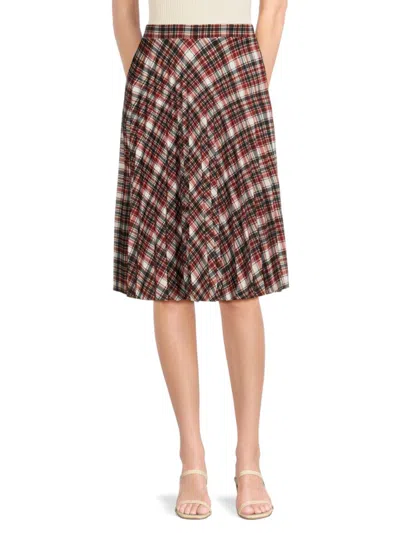 Love Ady Women's Plaid Pleated Skirt In Ruby Red
