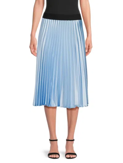 Love Ady Women's Pleated Midi A Line Skirt In Aquamarine