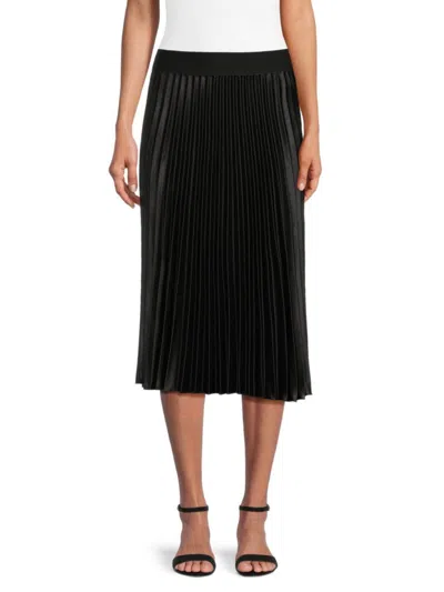 Love Ady Women's Pleated Midi A Line Skirt In Black