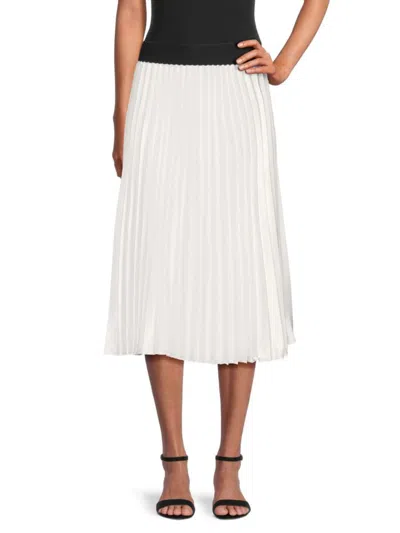 Love Ady Women's Pleated Midi A Line Skirt In Ivory