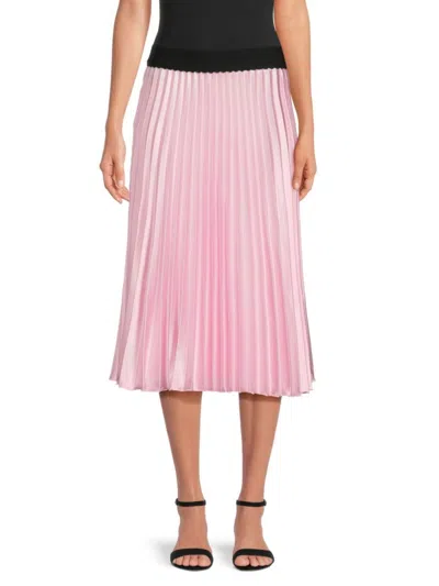 Love Ady Women's Pleated Midi A Line Skirt In Pink