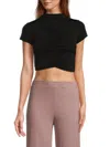 Love Ady Women's Ruched Crop Top In Black