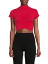 Love Ady Women's Ruched Crop Top In Tangerine