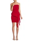 Love Ady Women's Ruffle Bandeau Bodycon Mini Dress In Lipstick Red