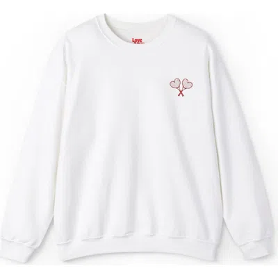 Love All Tennis Adult Embroidered Crewneck Sweater In White