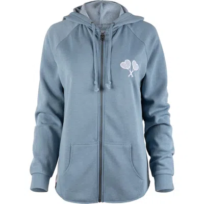 Love All Tennis Courtney Lightweight Wash Zip Hoodie In Blue