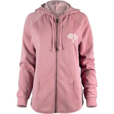 Love All Tennis Courtney Lightweight Wash Zip Hoodie In Pink
