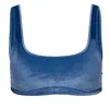 Love & Bikinis Lily Velvet Bikini Top Blue In Blue