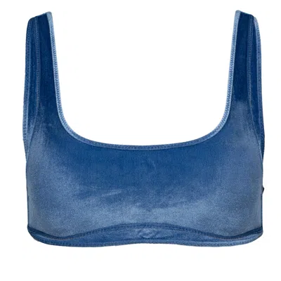 Love & Bikinis Lily Velvet Bikini Top Blue