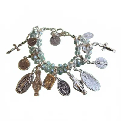 Love And Honor Jesus Women's Sacred Charm Double Strand Bracelet In White In Transparent