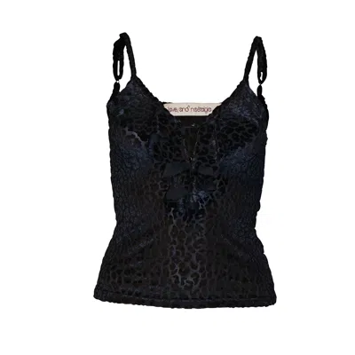 Love And Nostalgia Women's Black Georgia Ruffle Burnout Cami