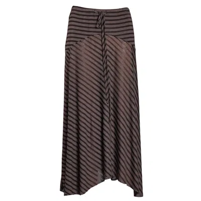 Love And Nostalgia Women's Black / Grey Alexa Striped Asymmetrical Skirt
