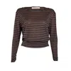 Love And Nostalgia Women's Black / Grey Alexa Striped Boat Neck Top