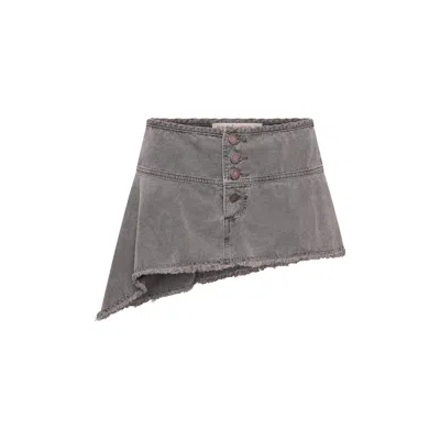 Love And Nostalgia Women's Black / Grey Little Shortie Asymmetrical Skirt - Pigment Black In Multi