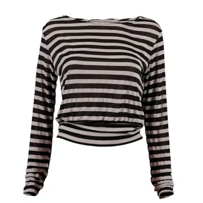 Love And Nostalgia Women's Black / Neutrals Alexa Striped Boat Neck Top - Black / Nude In Animal Print