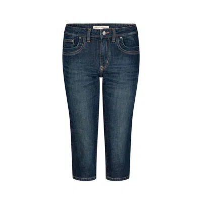 Love And Nostalgia Women's Blue Little Gath Capri Jean - Desert Wash