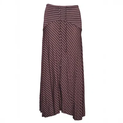 Love And Nostalgia Women's Brown Alexa Striped Asymmetrical Skirt - Chocolate