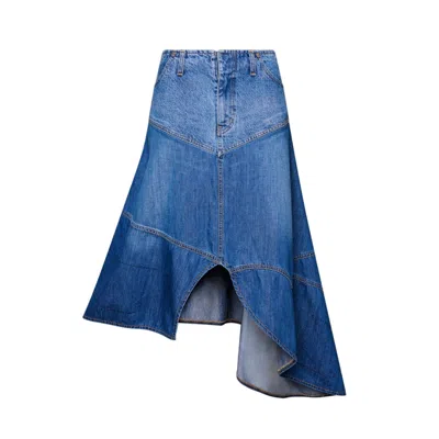 Love And Nostalgia Women's Little Wildflower Denim Midi Skirt - Blue
