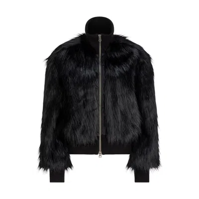 Love And Nostalgia Women's Mafia Wife Fur Bomber Jacket - Black