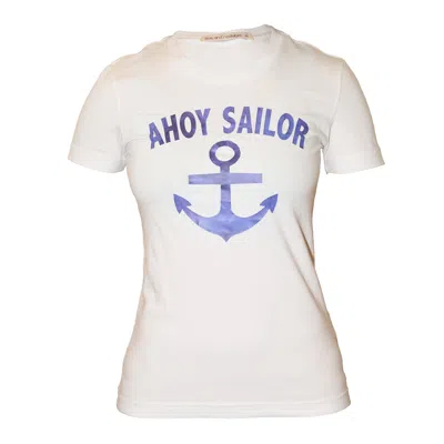 Love And Nostalgia Women's Margot Tee - Ahoy Sailor White