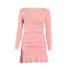 Love And Nostalgia Women's Pink / Purple Ruby Cross Over Mini Dress - Pink