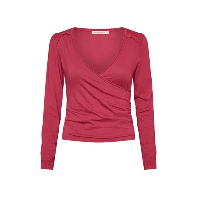 Love And Nostalgia Women's Purple / Red No Biggie Long Sleeve Top - Plum In Multi