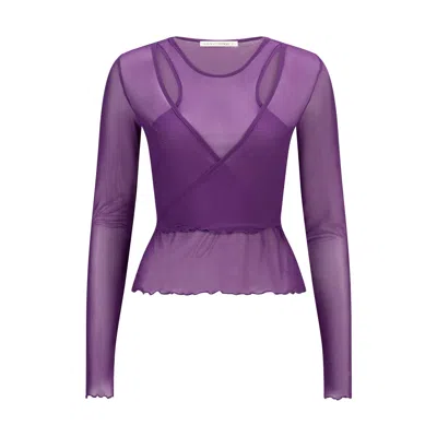 Love And Nostalgia Women's Purple Wrap It Up Mesh Top - Mulberry