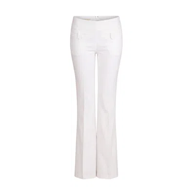 Love And Nostalgia Women's The Motor Running Loop And Button Front Pant - White