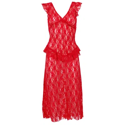 Love And Nostalgia Women's The Summer Love Lace Midi Dress - True Red