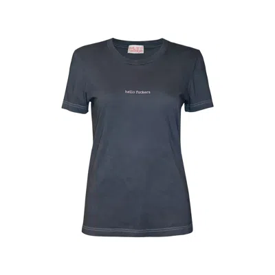 Love And Nostalgia Women's Margot Hello Fucker Tee Grey In White