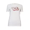 Love And Nostalgia Women's White Santa Baby Glitter Print Tee In White