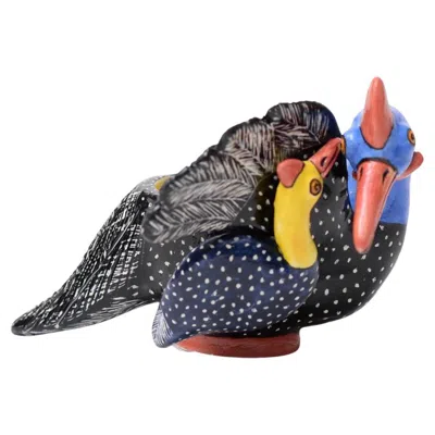 Pre-owned Love Art Ceramic Ceramic Egg Cup Guinea Fowl , Hand Made In South Africa In Black