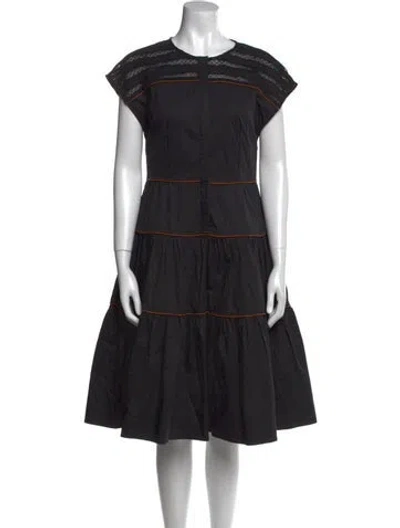 Pre-owned Love Binetti Crew Neck Midi Length Dress In Black