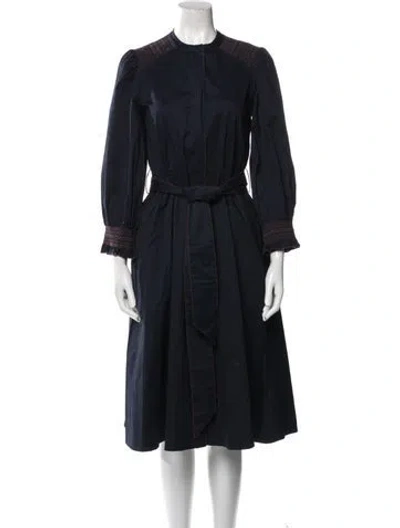 Pre-owned Love Binetti Crew Neck Midi Length Dress In Blue