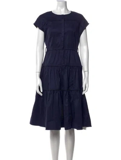 Pre-owned Love Binetti Crew Neck Midi Length Dress In Blue