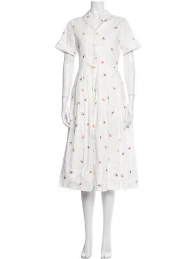 Pre-owned Love Binetti Floral Print Midi Length Dress W/ Tags In White