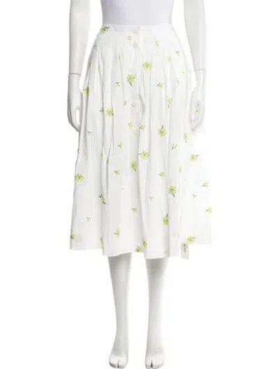 Pre-owned Love Binetti Floral Print Midi Length Skirt W/ Tags In White
