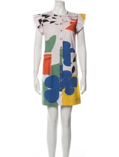 Pre-owned Love Binetti Graphic Print Mini Dress In Multicolor