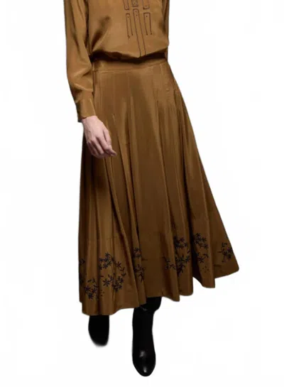 Love Binetti Kai Midi Skirt In Caramel In Green
