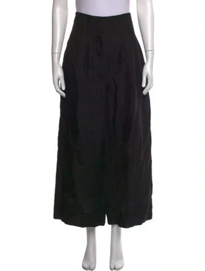 Pre-owned Love Binetti Linen Wide Leg Pants In Black