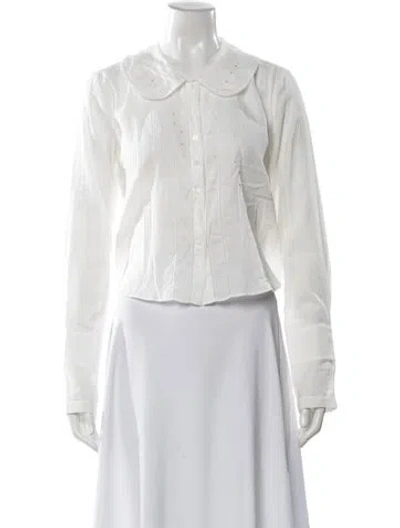 Pre-owned Love Binetti Long Sleeve Blouse In White