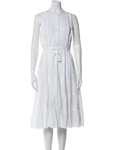 Pre-owned Love Binetti Midi Length Dress In White