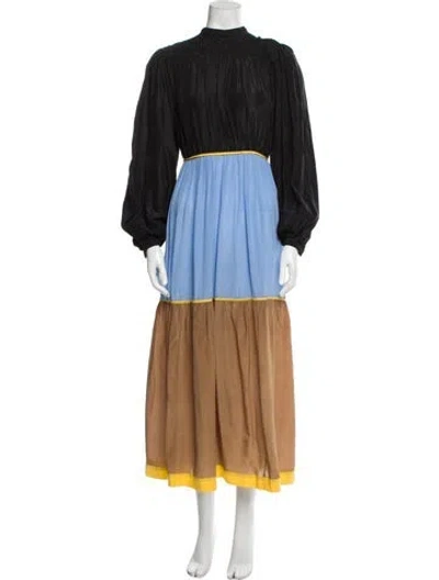 Pre-owned Love Binetti Mock Neck Long Dress In Black