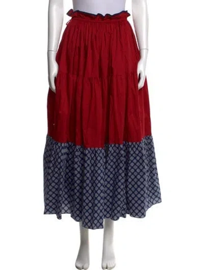 Pre-owned Love Binetti Patterned Midi Length Skirt In Red